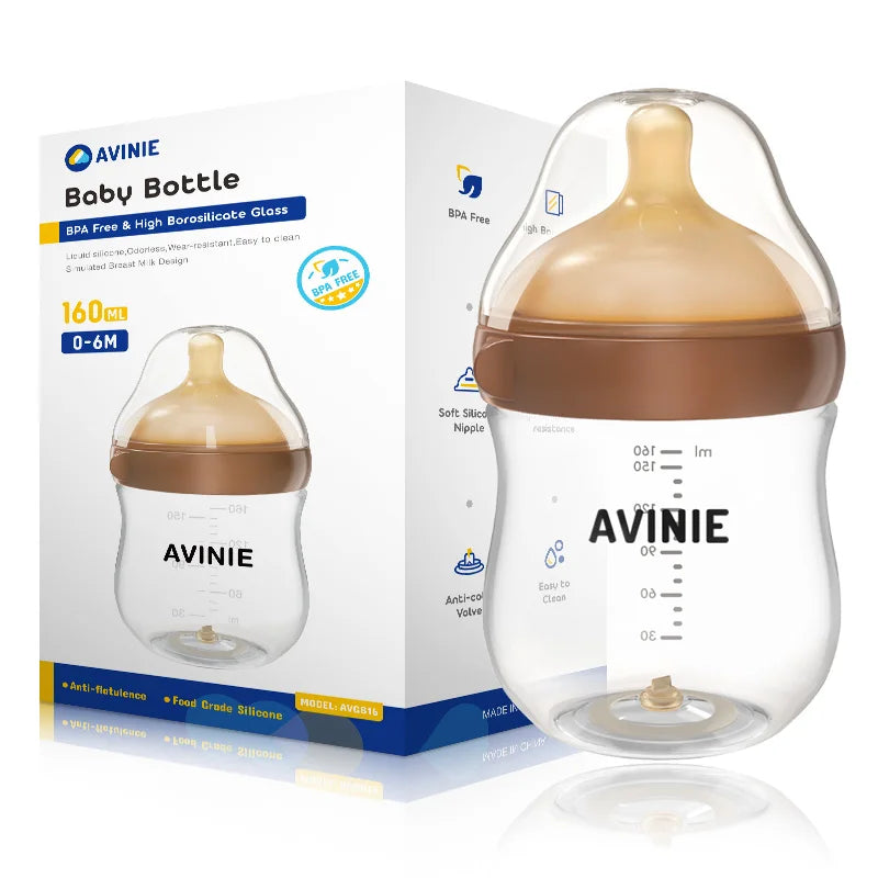 2025 New Baby Milk Bottles Anti-Drop Newborn Nursing Glass Bottles Anti-Flatulence Milk Feeding Bottles 160/240ml BPA Free