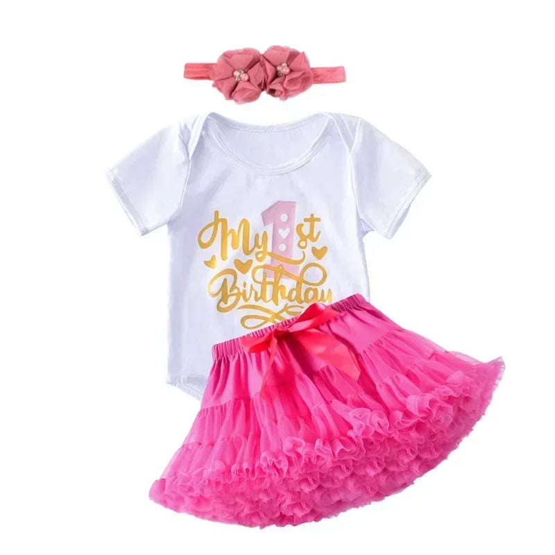 Baby Girl Birthday Set – Tutu Skirt & Headband for 1Y+