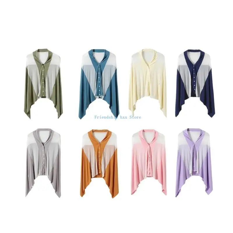 F1CB Upgrades Nursing Cover Scarf Breastfeeding Apron Soft & Breathable Privacy Feeding Shawl Pram Sunshade Fiber for Moms