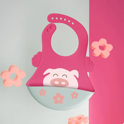 Silicone Baby Bib Waterproof Drool Bib Soft Cartoon Bib for Newborn Feeding Adjustable Burp Cloth for Babies Baby Bib Waterproof