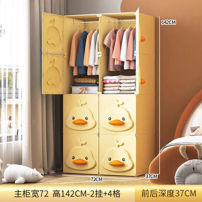 2025 Kids Wardrobe: Stainless Steel Storage Cabinet, Double Door Design Eco-Friendly & Child-Safe Easy Assembly Home Nursery