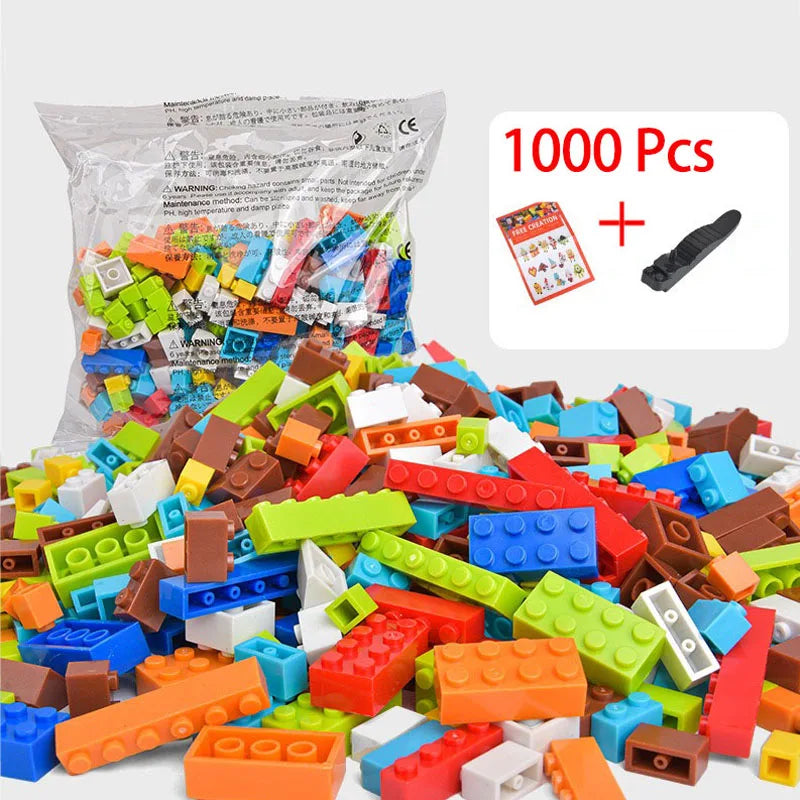 500/1000Pcs MOC Random Bulk Assemble Building Blocks Basis Parts Accessory DIY Creative Bricks Model Toys for Children Gifts
