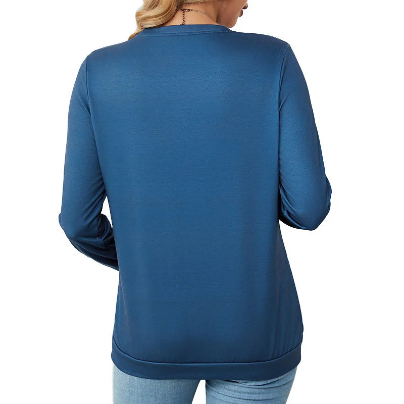 New Navy Blue Snowflake Maternity Long-sleeved Sweater Top Pregnant Hoodies Pregnancy Clothing Loose Casual Maternity Clothes