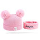 Cute Bear Ear Wool Baby Hat and Scarf Winter Set