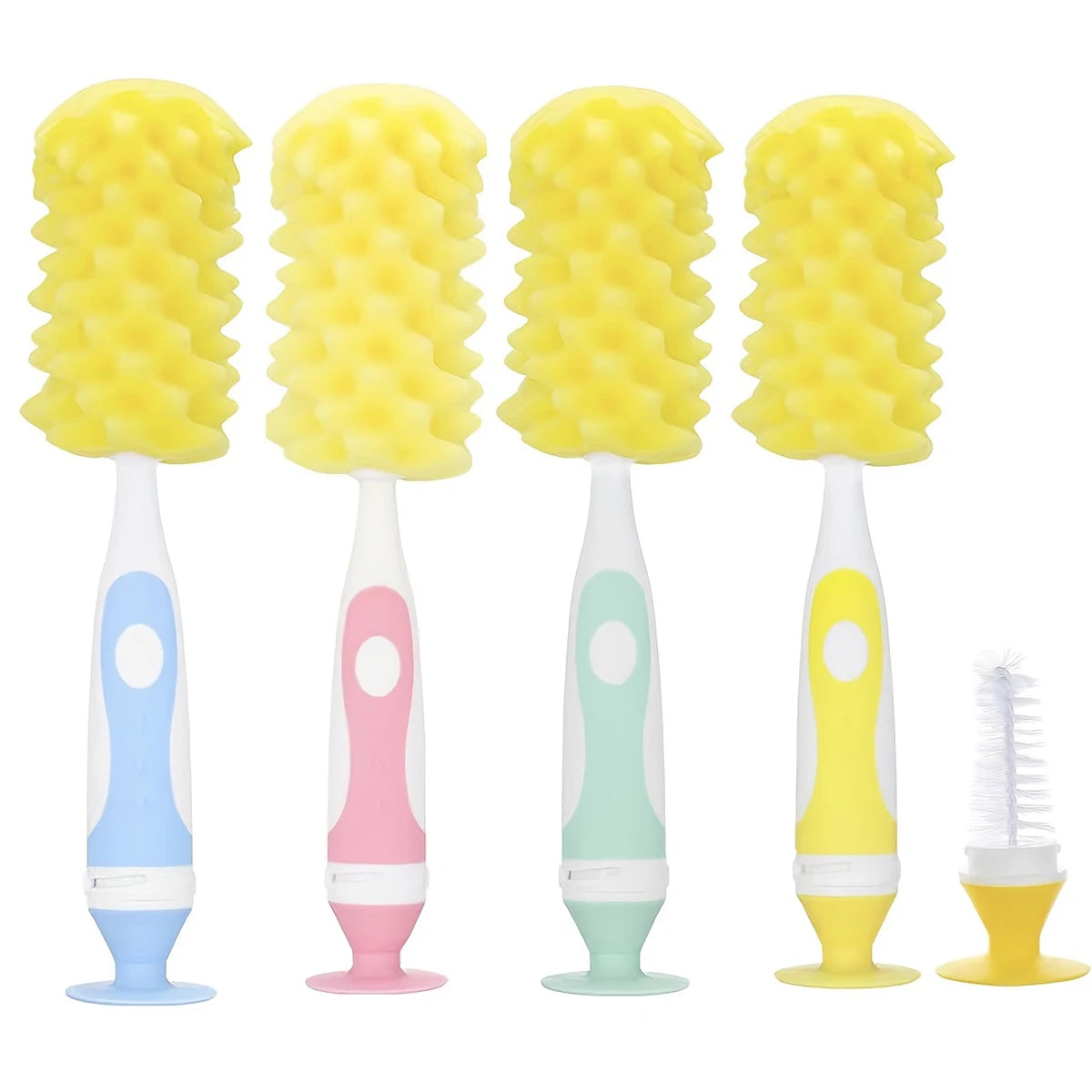 Nettoyeur de biberons Soft Touch | Brosse éponge 2 en 1 avec ventouse