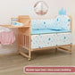 Solid Wood Baby Crib Convertible Toddler Bed Movable Newborn Bassinet Cradle Multi Functional Infant Bed For Babies Boys Girls
