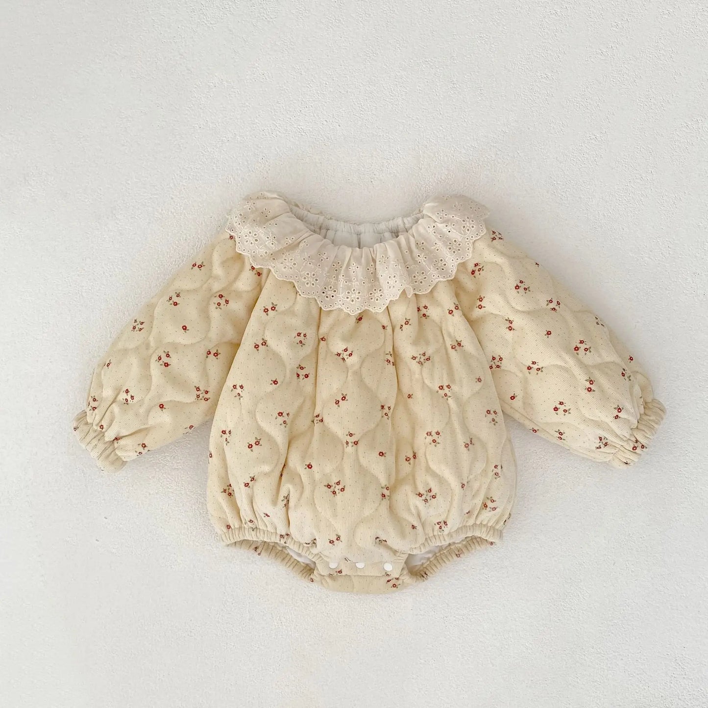 2025 New Baby Autumn and Winter Clothes Lace Collar Clip Cotton Printed Long Sleeves Romper Fart Clothes Princess