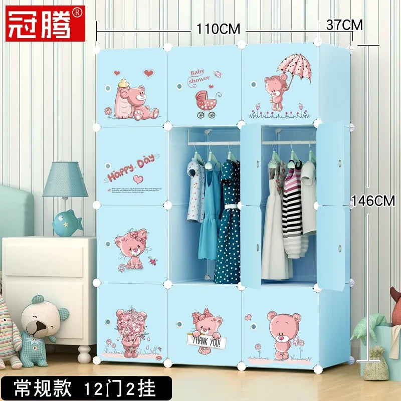 Low Profile Kids Storage Cabinet Cute Baby Clothes Organizer With Plastic Shelves For Nursery Toddler Room Furniture