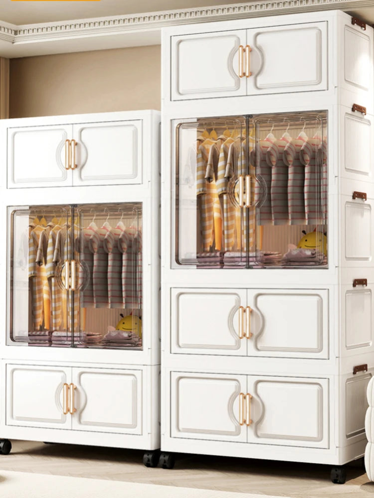 Children's Wardrobe Storage Cabinet Living Room Foldableable Bedroom Container Bins Large Capacity Baby Wardrobe Multi-Function