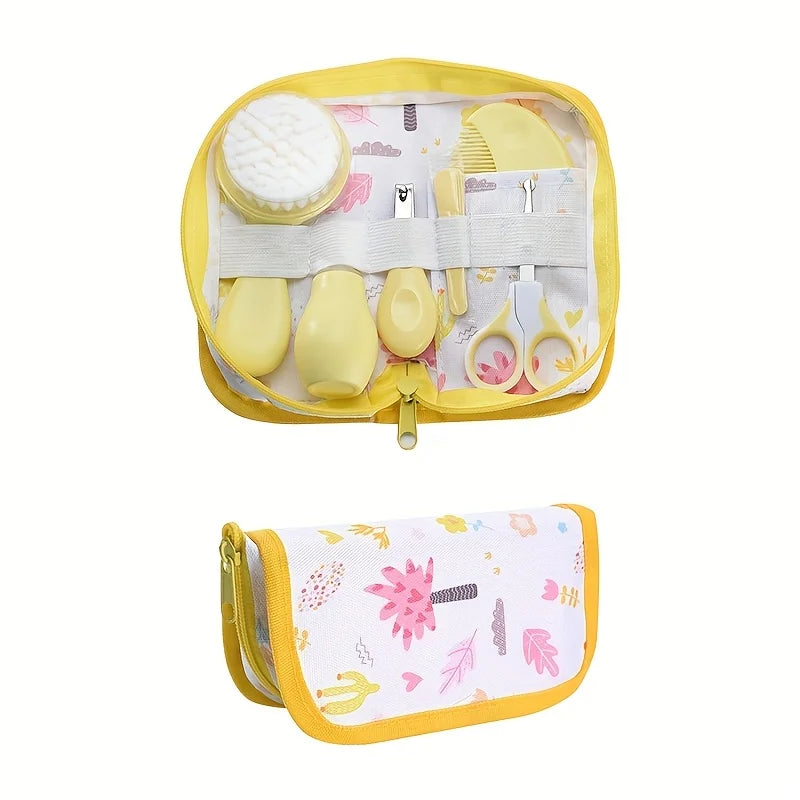 6pcs/set Health Care Kit with Bag- Portable Travel Set: Bath Brush Comb, Nail Clipper, File, Scissors, Nasal Aspirator