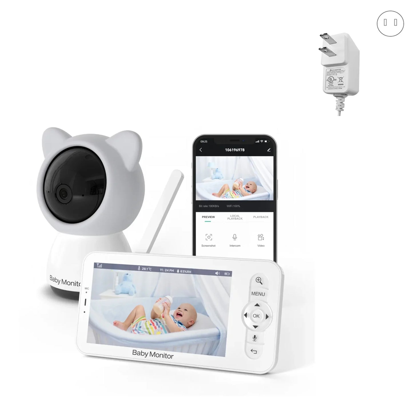 Babyphone Babystar 5 pouces avec contrôle PTZ via application Wi-Fi HD