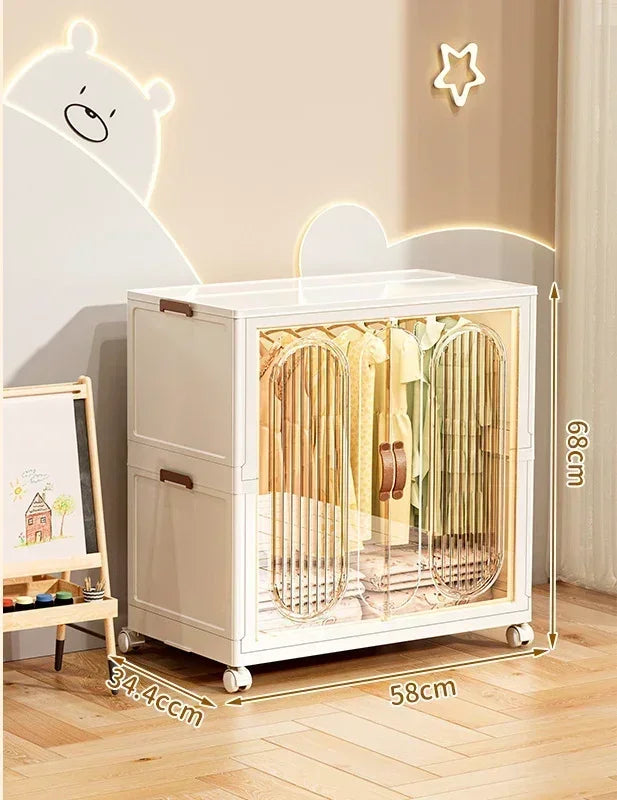 Children's Wardrobe Bedroom Closet Cabinet Baby Storage Box Toy Clothes Organizer Locker Folding Sorting Partition Wardrobe