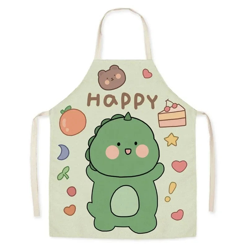 Cute little dinosaur bear rabbit pattern apron home linen children's cleaning apron kitchen cooking baking bib