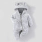 Autumn Winter Kids Boys Romper Star Jacquard Newborn Babys Girls Bodysuit Warm Velvet Hooded Zipper Infant Girls Jumpsuit Outfit