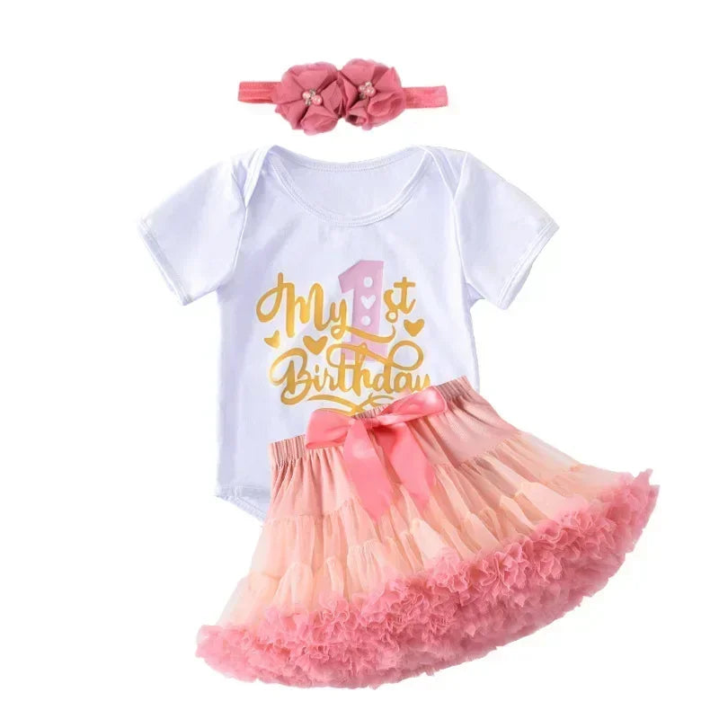 Baby Girl Birthday Set – Tutu Skirt & Headband for 1Y+