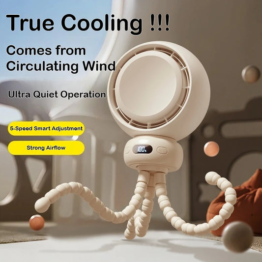 Bladeless Baby Stroller Fan with LED Display Safe for Crib Use Quiet Portable Desk Fan Rechargeable 3600mAh Battery for Infant