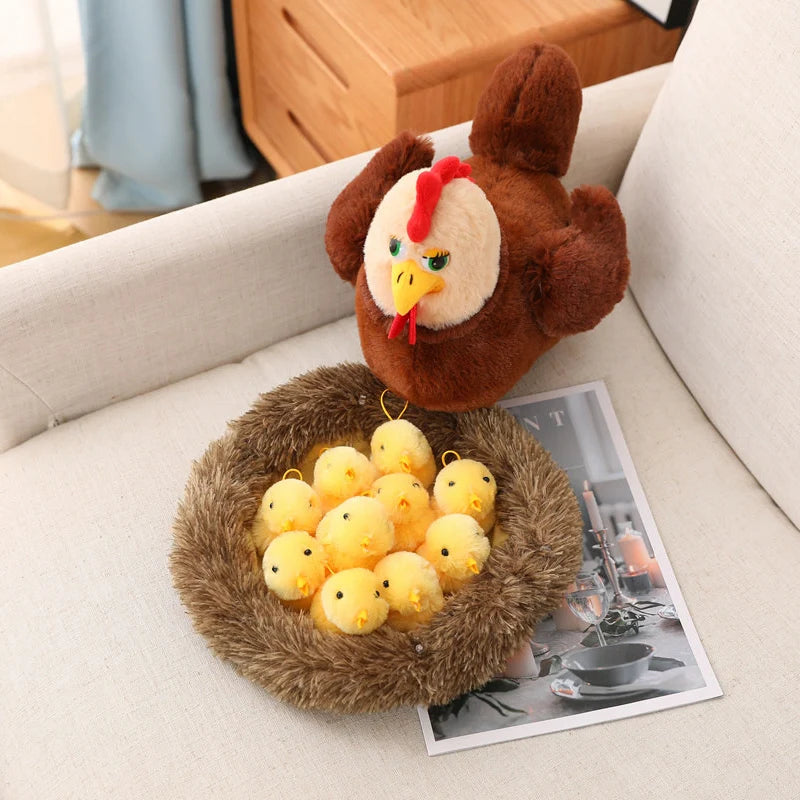 Chick Family Plush Set – Mom & Baby Cuddle!