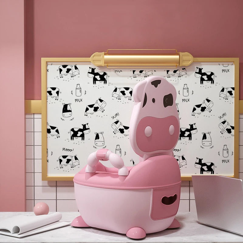 Cartoon Cow Baby Potty – Portable Toilet Seat with Lid for Toddlers