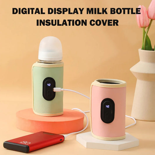 Baby Nursing Bottle Heater USB Charging Heating Sleeve Milk Warmer 20 Temperature Adjustable Insulated Breastmilk Heating Bag
