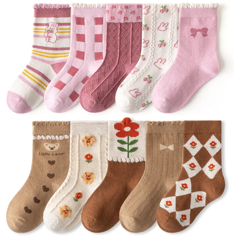 Chaussettes en coton à motifs de dessins animés pour filles