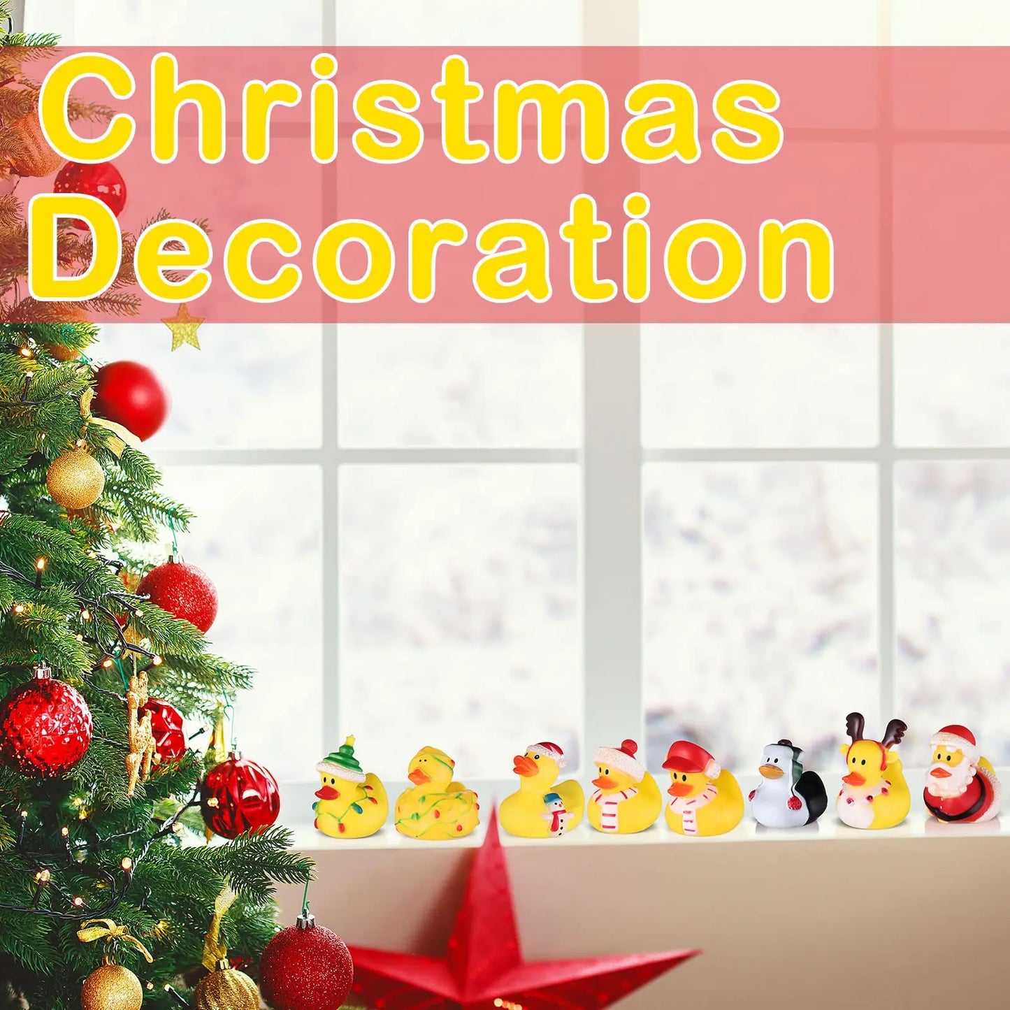 12/24/36PC Christmas Rubber Ducks, Rubber Ducky Toys Cute Holiday Rubber Ducks Ducking for Holiday Celebrations Party Favor