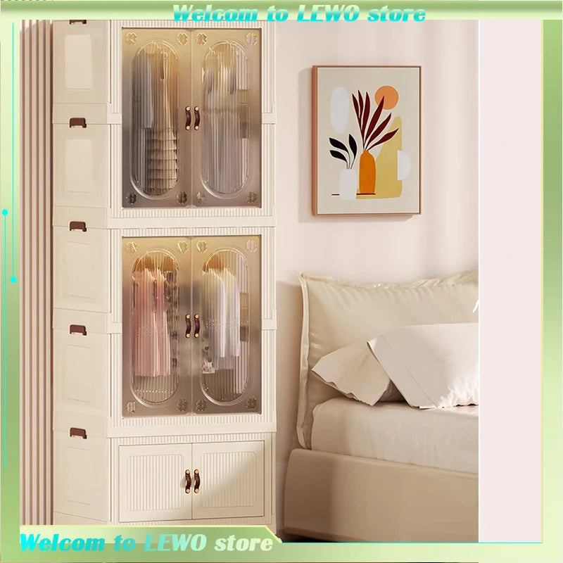 No Assembly Wardrobe Foldable Clothes Storage Cabinet Portable Infant Wardrobe For Bedroom Setup Large Capacity Durable Stylish