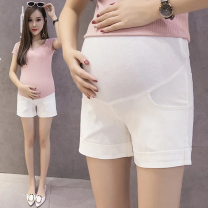 Summer Cotton Maternity Belly Short Pants Pregnant Women s Pregnancy  Trousers Adjustable  Clothes Korean Style