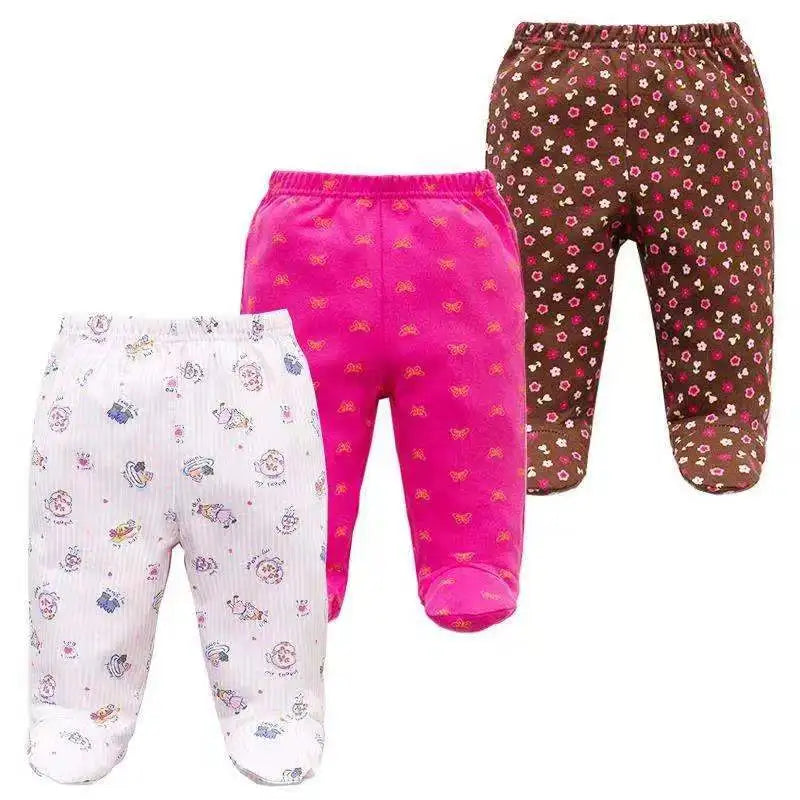 3Pcs/lot Infant Trousers Baby Boys Leggings Elastic Waist Cartoon Cotton Newborn Baby Girls Pants Spring Kids Clothing 0-12M