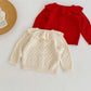 Autumn Baby Girl Sweater – Cotton Knitted Lotus Collar Long-Sleeve Coat
