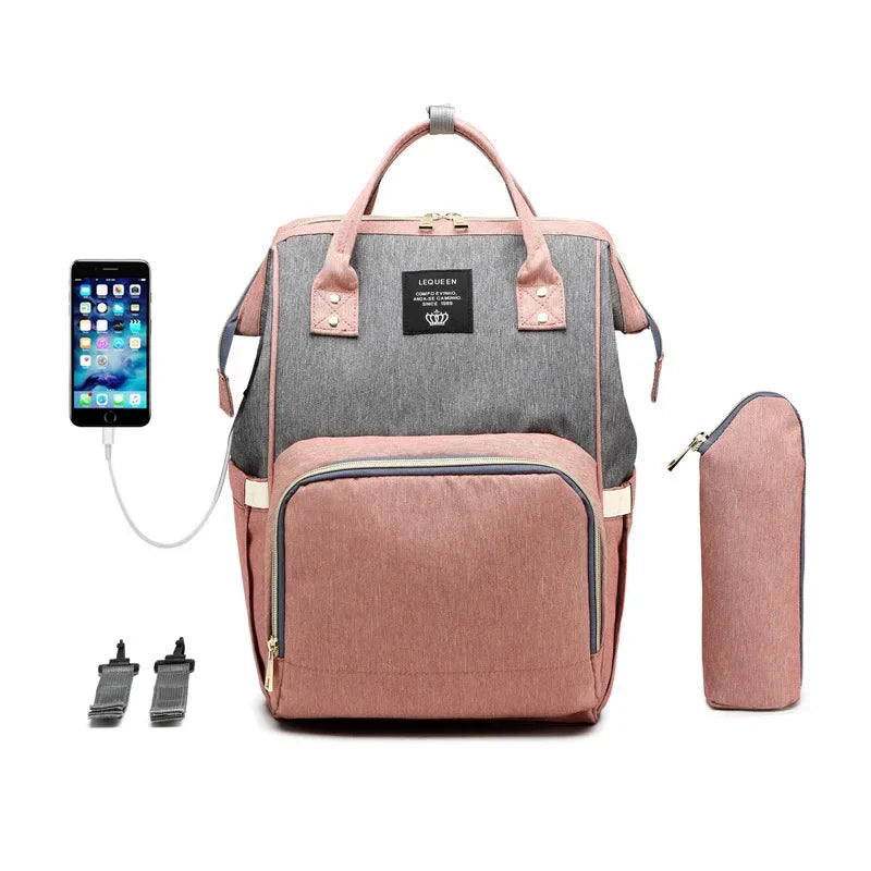 Mummy Diaper Backpack – Large Capacity, USB, Waterproof