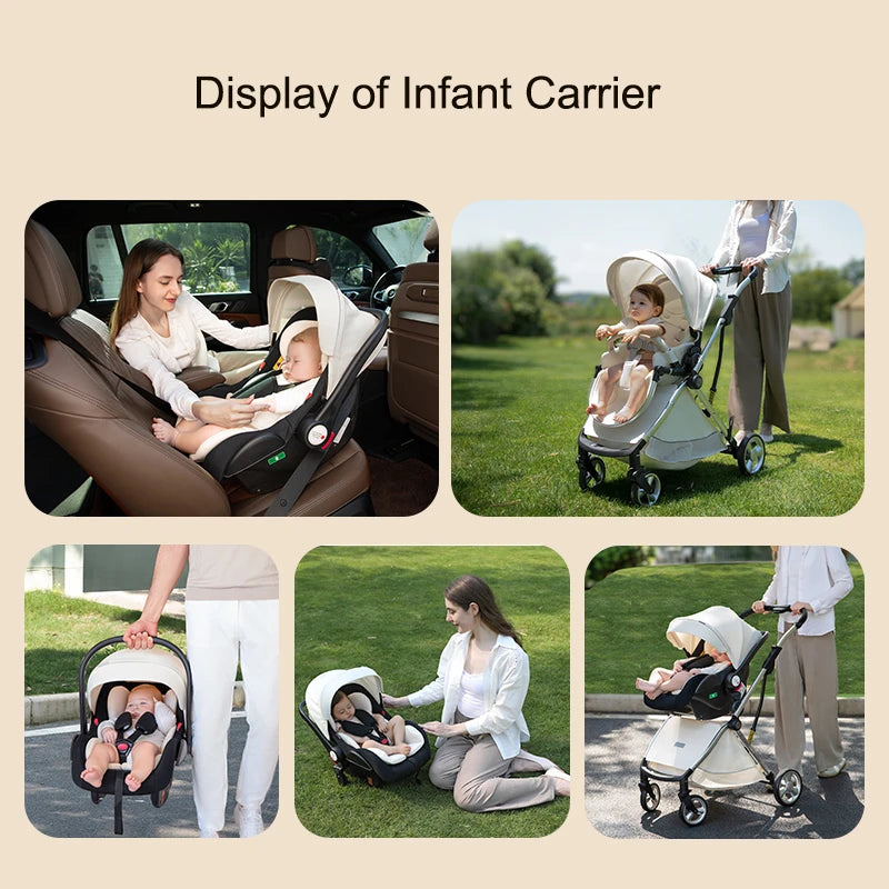 Luxurious Light High Landscape Baby Stroller Egg-shaped Seat for Newborn One Hand Recline Pushchair Pram Compact Size