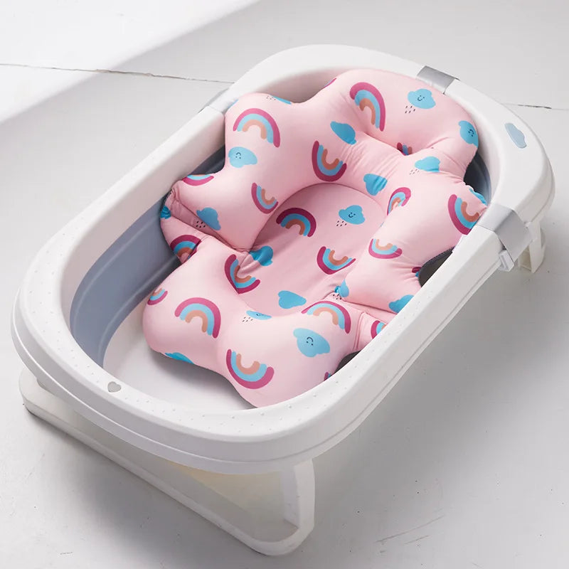 Universal Baby Bath Seat Pad Newborn Floating Recliner for Tub 2-in-1 Sit Lie Support Mat for Baby Breathable Mesh Wash Cradle