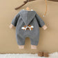 Baby Boys Woolen Jumpsuits Newborn Girls Hooded Rainbow Printed Rompers Winter Warm Bodysuit Clothes