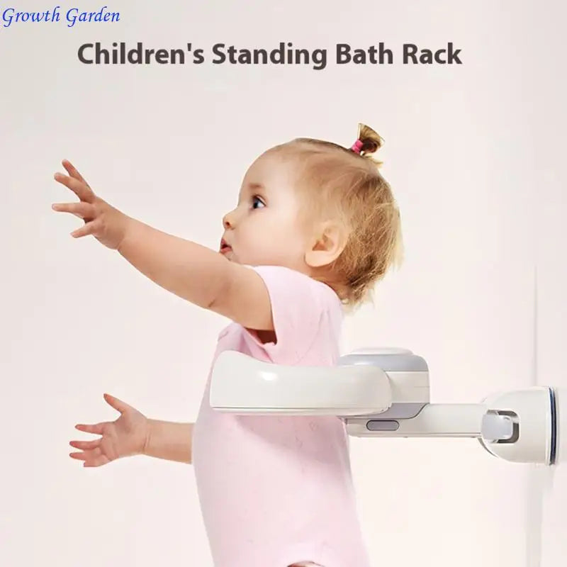 Portable Foldable Baby Shower Stand Rack Secure Grip Adjustable for Toddler Safe Standing Support Bath Time Helper E65D