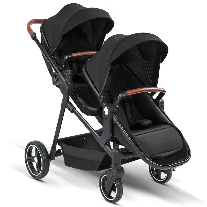 Newest luxury twin baby stroller, poussette double baby stroller,high quality twin baby stroller with 1 year warranty