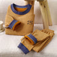 Children's Thermal Underwear Set with Mid Neck Collar Striped Thickened Thermal Wear for Boys Winter Clothes Boneless Design