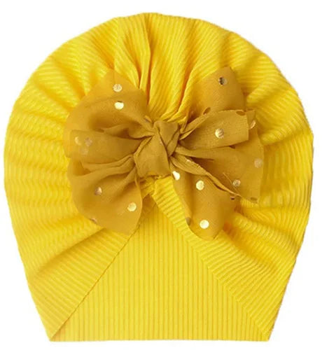Cute Bow Baby Turban Hat Soft Elastic Beanie for Newborn Girls Summer