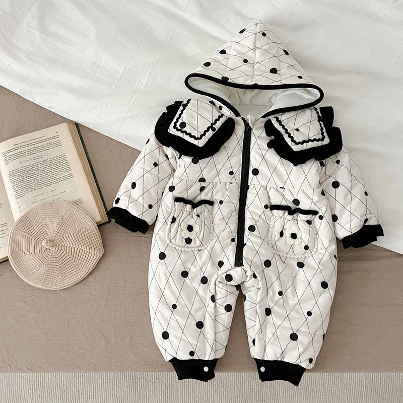Winter Infant Baby Girls Long Sleeve Sweet Printing Thicken Cotton Jumpsuit Newborn Kids Baby Girls Clothes Rompers