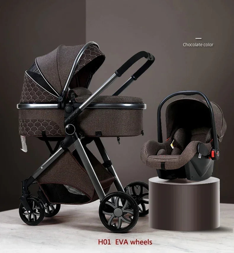 2025 New baby stroller High landscape 3 in 1 baby carriage Luxury Pushchair Baby Cradel Infant Carrier kinderwagen car 2in1