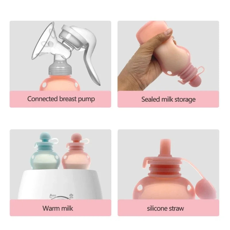 150ml Reusable Silicone Baby Food Pouch – Leakproof Milk & Puree Storage