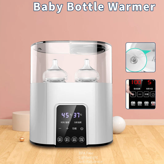 8-in-1 Multi function Baby Bottle Warmer Heater Sterilizer Fast Milk Warmer with Timer Breast Milk or Formula Fits 2 Bottles