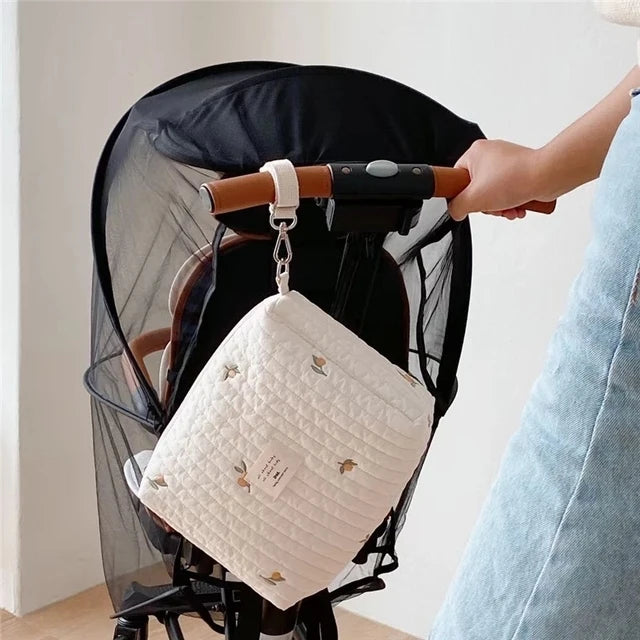 Korean Style Quilted Diaper Bag – Embroidered Mummy Shoulder Organizer