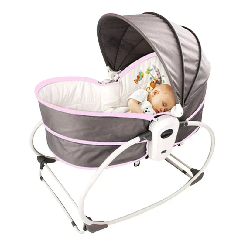 Baby Rocking Chair Baby Cradle for Newborns 0-3 Years Old Baby Soothing Bed Swing Bed 5 in 1 Music Vibrating Tent Rocking Bed