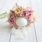 Knitted Flower Bonnet for Newborn Baby Photo Shoot Props