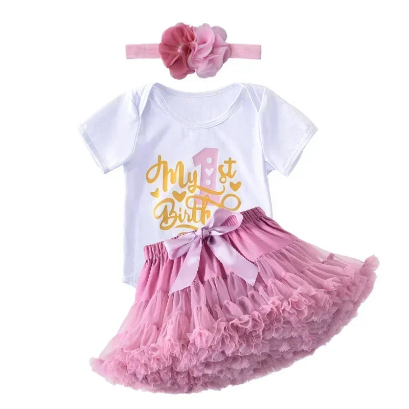 Baby Girl Birthday Set – Tutu Skirt & Headband for 1Y+