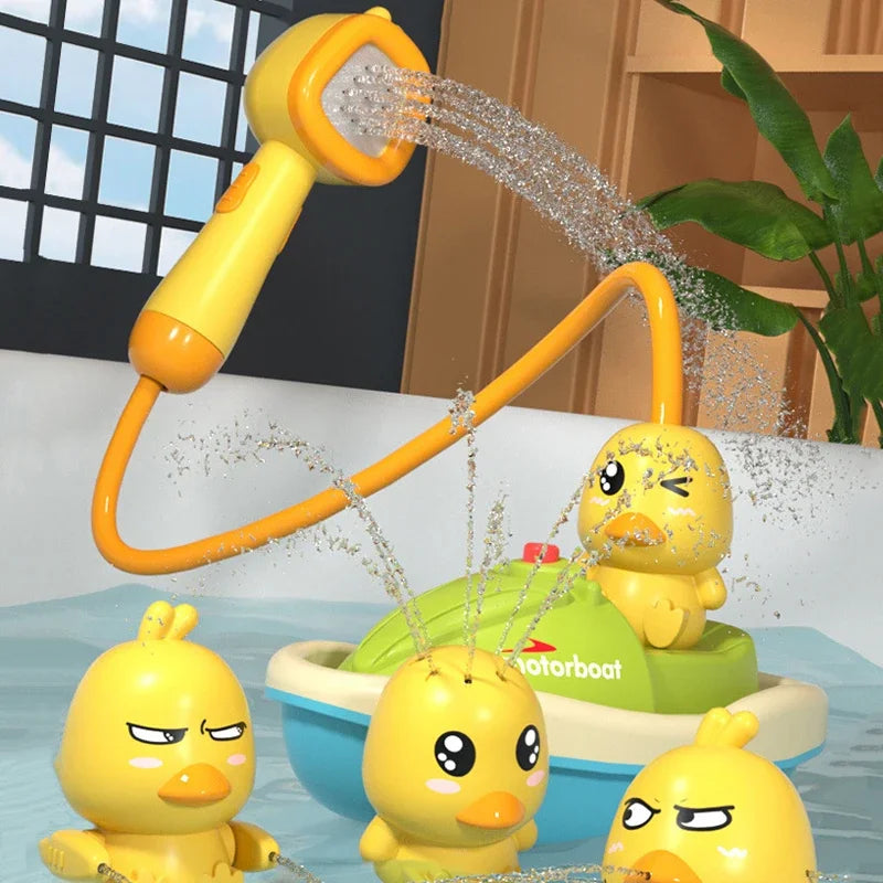 Children Showerhead Shower Toy Little Yellow Duck Electric Rotating Showerhead Water Spray Baby Shower Toy Boys Girls Bath Toys