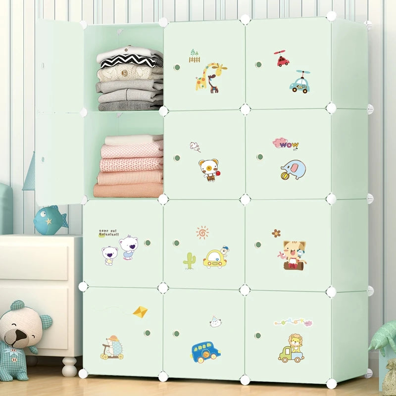 Kids Plastic Closet Storage Clothes Organizer Shelf Modern Minimalist Bedroom Baby Wardrobe Cheap Small Muebles Home Furniture