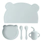 5PCS Baby Silicone Tableware Waterproof Placemat Soft Spoon Fork Suction Baby Dishes Sippy Cup Feeding Training Baby Dinner Set