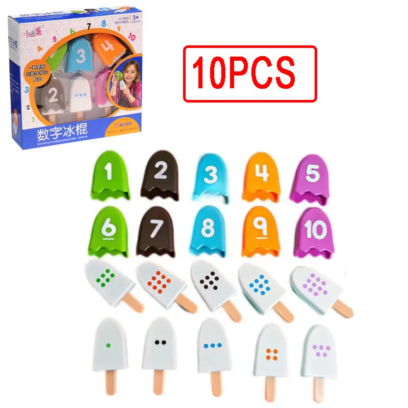 Kid Ice Cream Number Matching Game Montessori Parish Toy Digit Counting Color Cognitive Letter Learn Sensory Educatioal Toy Gift