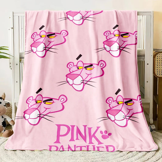 MINISO Pink Panther Flannel Blanket Suitable for Bedroom, Iving Room,sofa,student Nap,office Nap,camping Trip,children's Gift